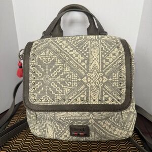 The Sak Loyola Convertible Backpack Crossbody Gray Geometric Tapestry Studded